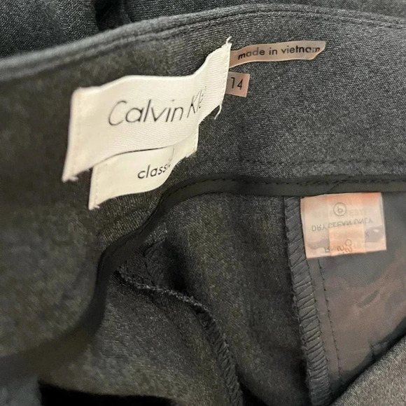 Calvin Klein Charcoal Gray Classic Fit High Waist Pants Dress Pant Trouser 14 - Picture 8 of 9